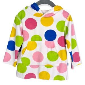 iPlay Terry Pullover Hoodie Long Sleeve Polka Dot Swimsuit Cover Up, 18-24 month